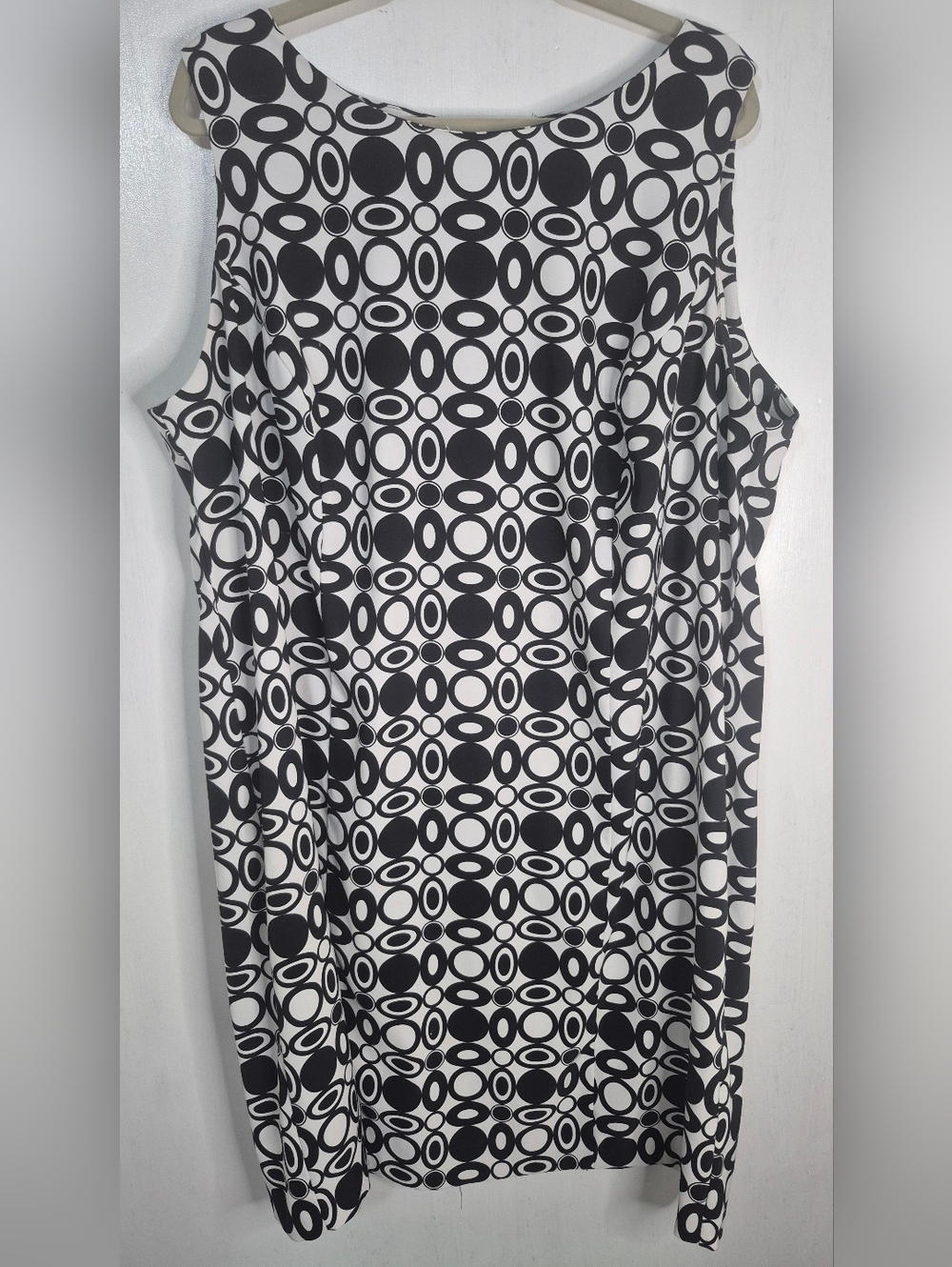 KIM ROGERS Black & White Geometric Sleeveless Shift Dress Size 22W